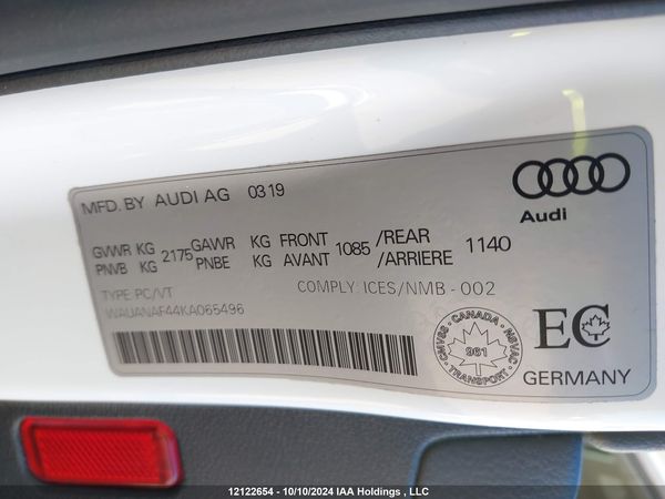 2019 AUDI A4 SEDAN quattro Premium