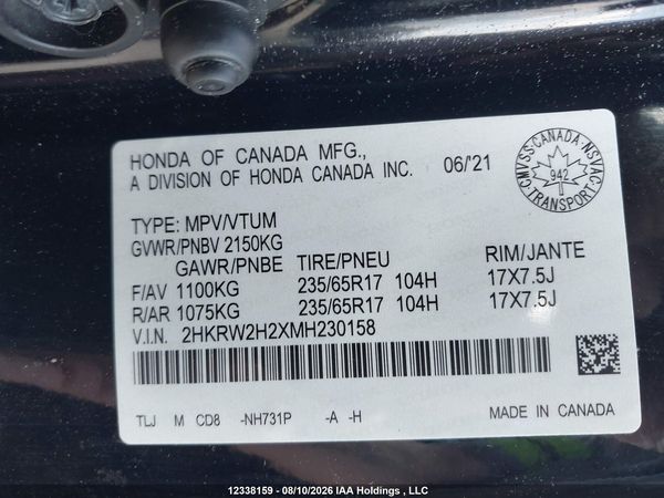 2021 HONDA CR-V LX