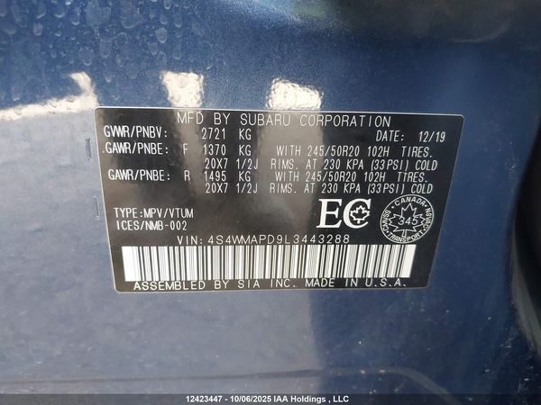 2020 SUBARU ASCENT LIMITED