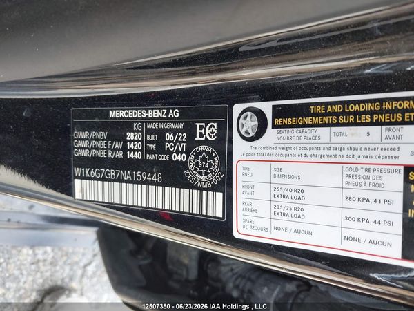 2022 MERCEDES-BENZ S 580 4MATIC