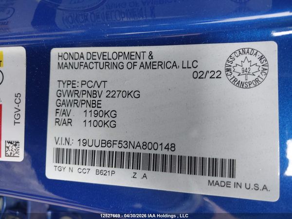 2022 ACURA TLX SH-AWD TECH A — I9