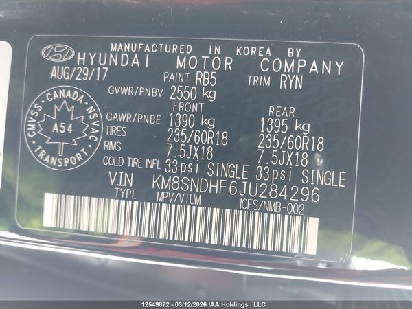 2018 HYUNDAI SANTA FE SE/LIMITED — I18