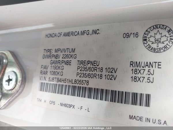 2017 ACURA RDX TECHNOLOGY — I9