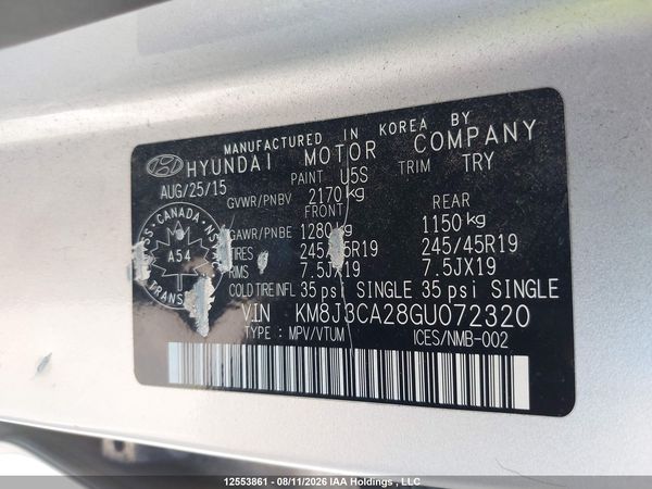 2016 HYUNDAI TUCSON LIMITED