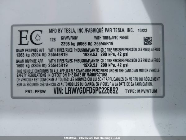 2023 TESLA MODEL Y RWD — I9