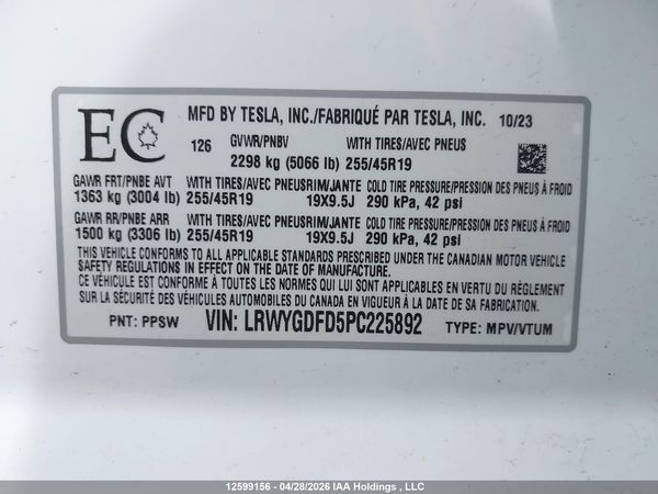 2023 TESLA MODEL Y RWD — I19