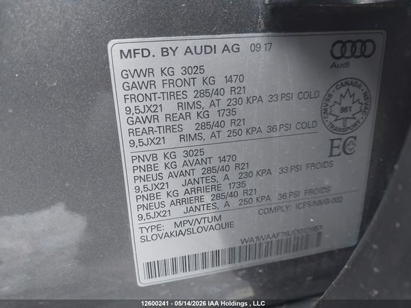 2018 AUDI Q7 3.0T TECHNIK — I9