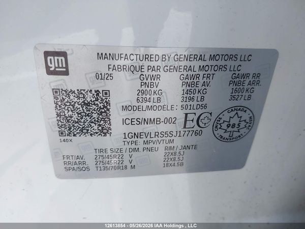 2025 CHEVROLET TRAVERSE RS — I9
