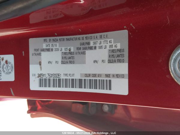 2016 MAZDA 3 TOURING