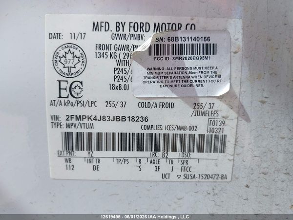 2018 FORD EDGE SEL — I9