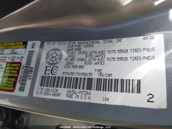 2021 TOYOTA TUNDRA PLATINUM — I9