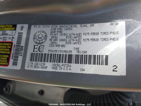 2021 TOYOTA TUNDRA PLATINUM — I18