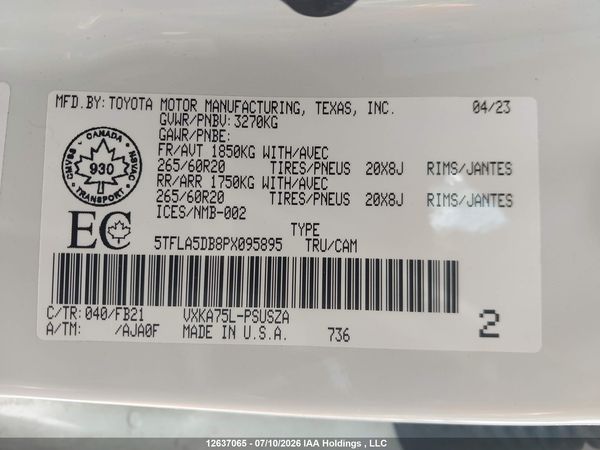 2023 TOYOTA TUNDRA SR — I9
