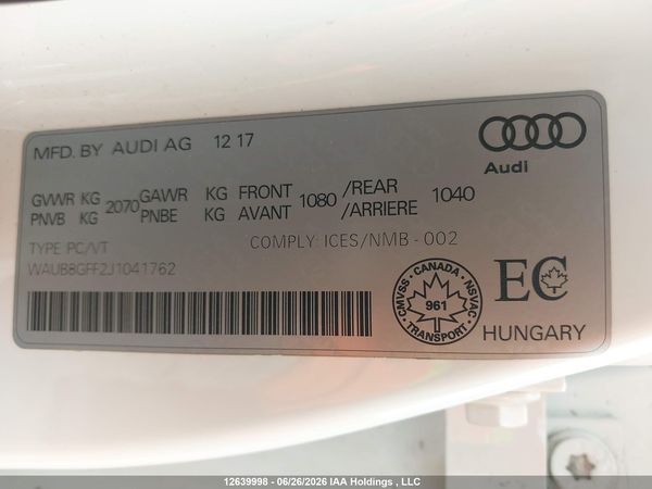 2018 AUDI A3 PREMIUM