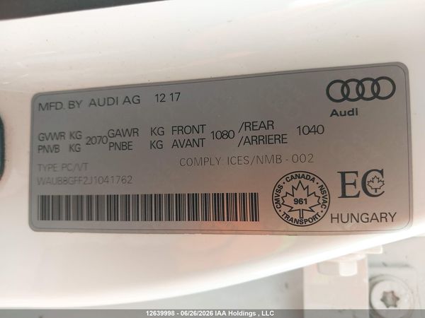 2018 AUDI A3 PREMIUM