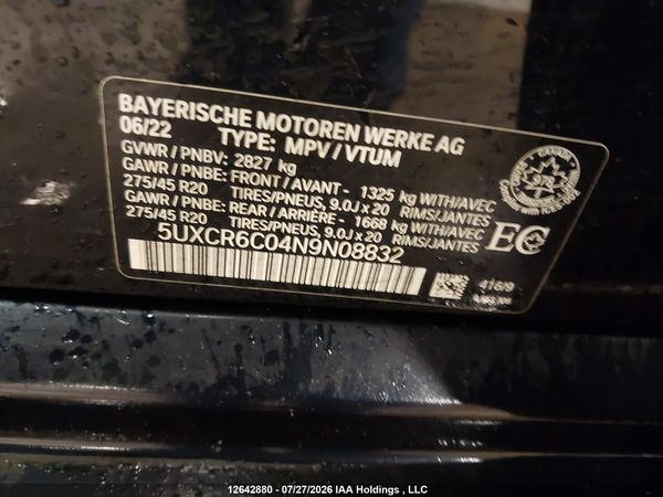 2022 BMW X5 XDRIVE40I — I19