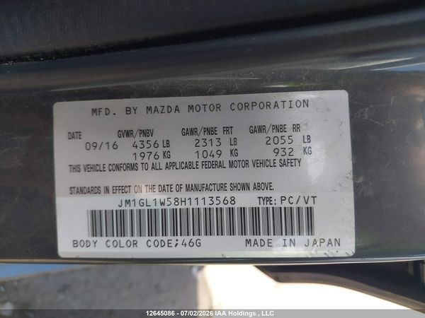 2017 MAZDA 6 GRAND TOURING — I19
