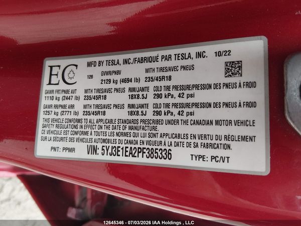 2023 TESLA MODEL 3