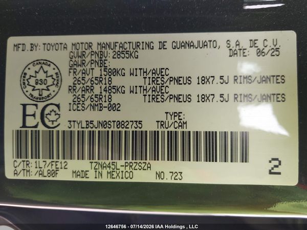 2025 TOYOTA TACOMA — I19