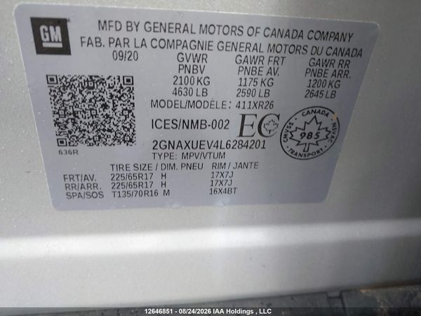 2020 CHEVROLET EQUINOX LT — I22