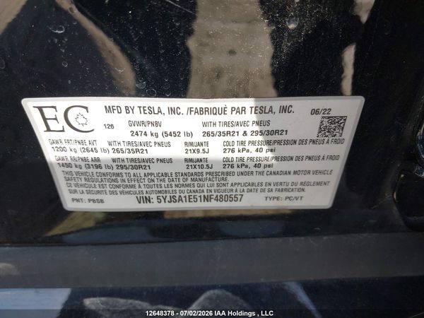 2022 TESLA MODEL S
