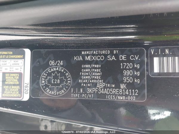 2024 KIA FORTE EX/EX+/EX PREMIUM