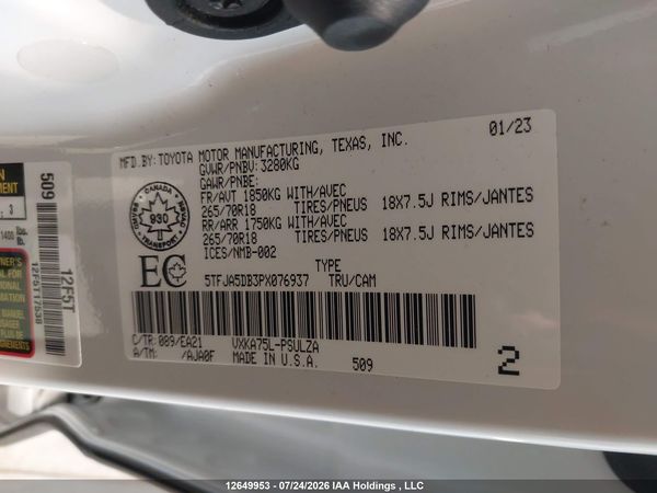 2023 TOYOTA TUNDRA CREWMAX LIMITED — I9