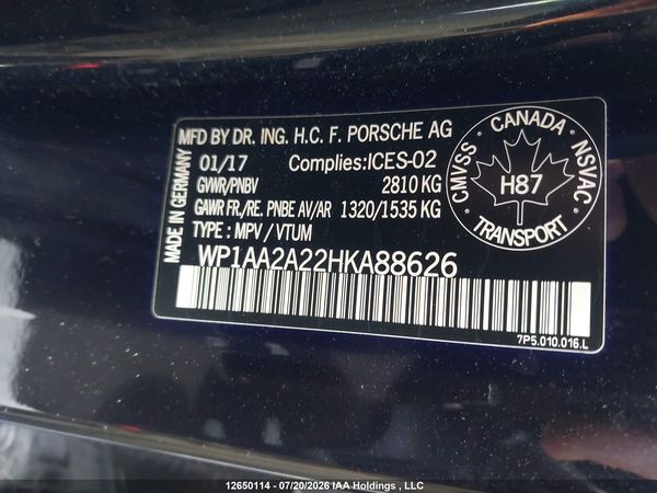2017 PORSCHE CAYENNE PLATINUM EDITION — I9