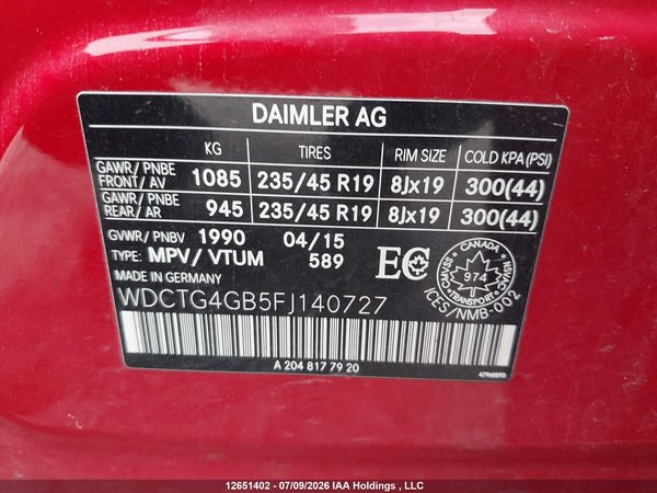2015 MERCEDES-BENZ GLA 250 4MATIC