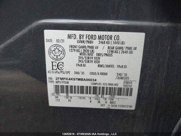 2021 FORD EDGE Titanium — I9