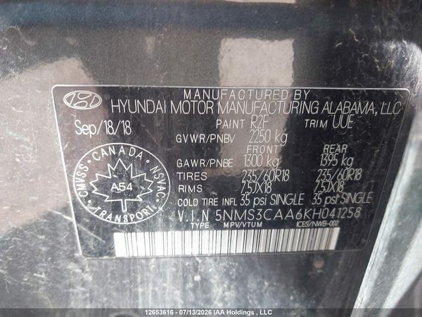 2019 HYUNDAI SANTA FE LUXURY
