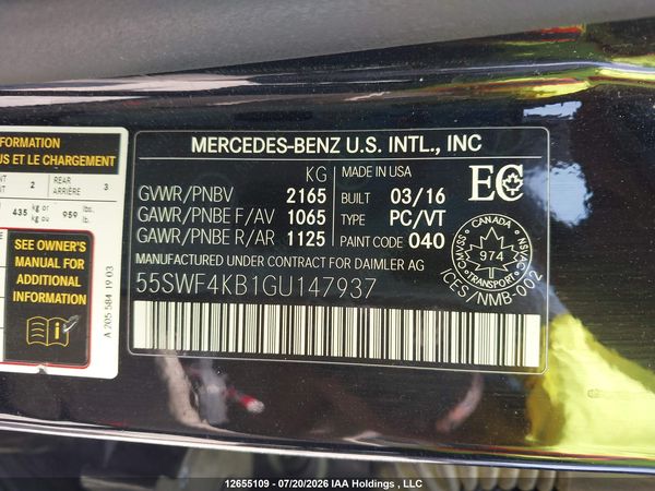 2016 MERCEDES-BENZ C 300 4MATIC — I20