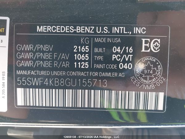 2016 MERCEDES-BENZ C 300 4MATIC