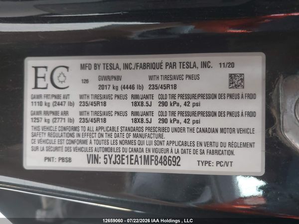 2021 TESLA MODEL 3