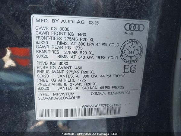 2015 AUDI Q7 3.0T VORSPRUNG EDITION
