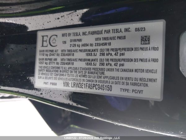 2023 TESLA MODEL 3 RWD