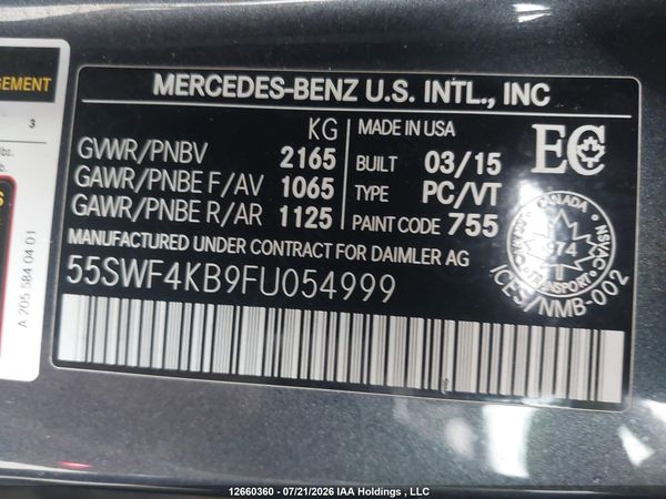 2015 MERCEDES-BENZ C 300 4MATIC