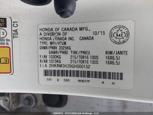 2016 HONDA CR-V LX