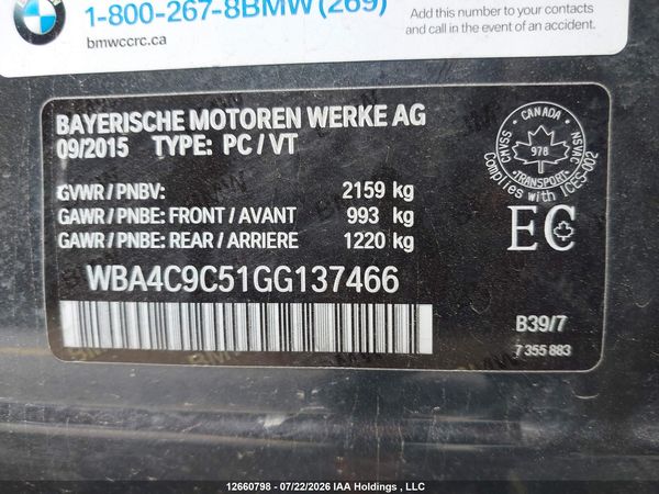 2016 BMW 4 SERIES xDrive GC — I9