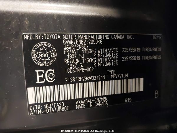 2019 TOYOTA RAV4 XLE/XLE PREMIUM