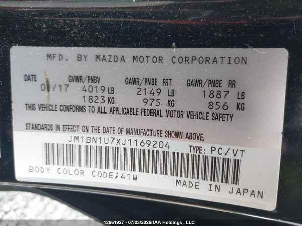 2018 MAZDA MAZDA3 GX