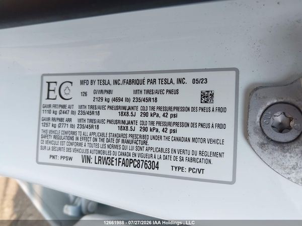 2023 TESLA MODEL 3