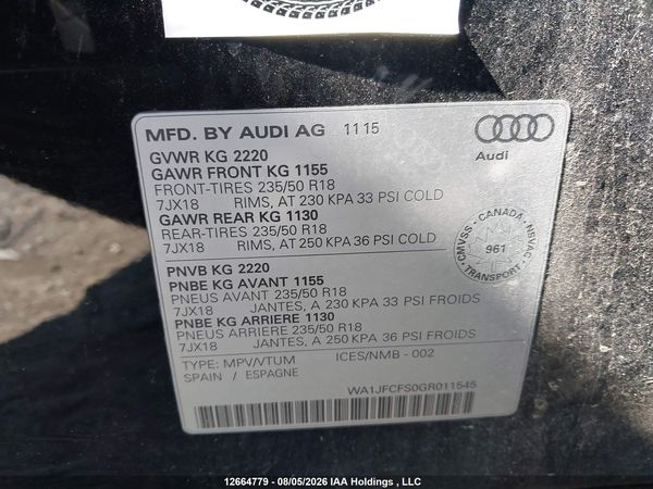 2016 AUDI Q3 2.0T PROGRESSIV