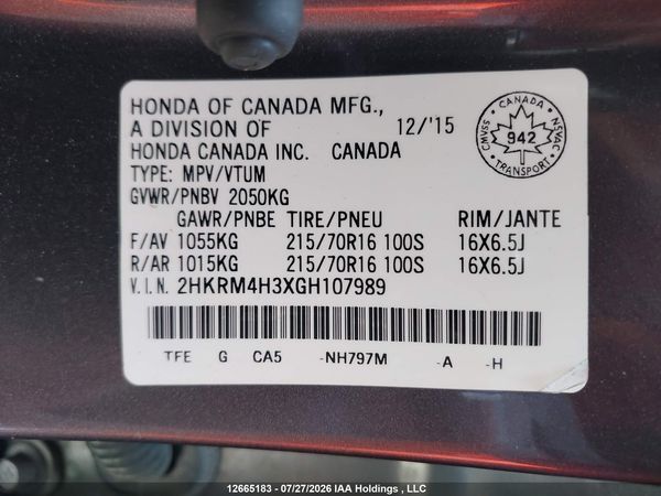 2016 HONDA CR-V LX — I18