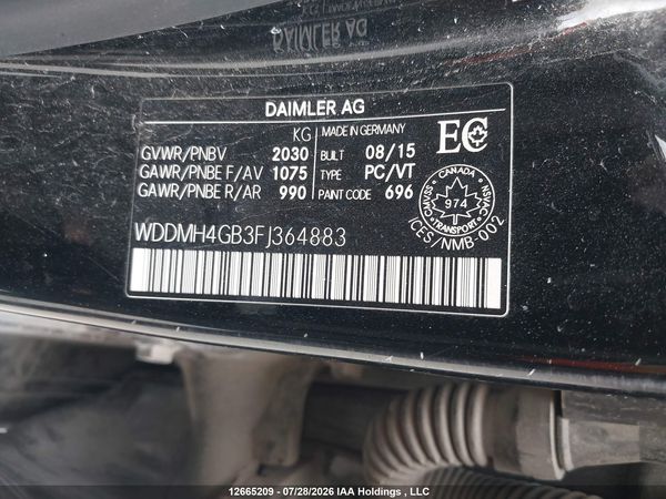 2015 MERCEDES-BENZ B 250 4MATIC SPORTS TOURER