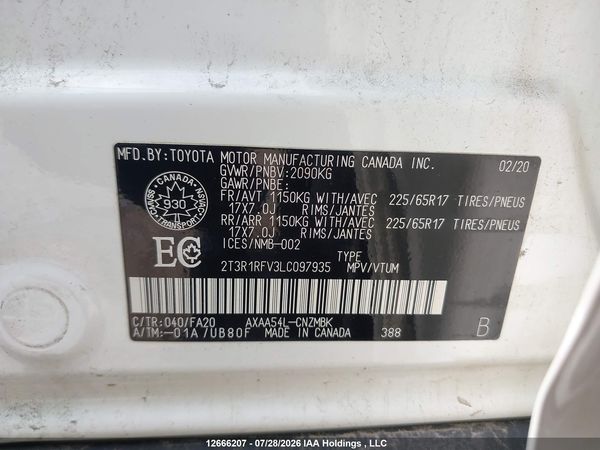 2020 TOYOTA RAV4 XLE/XLE PREMIUM — I9