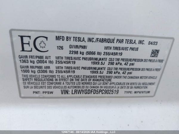 2023 TESLA MODEL Y RWD