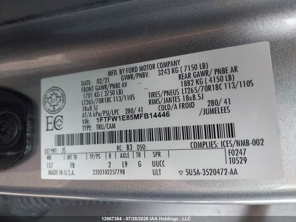 2021 FORD F-150 XLT