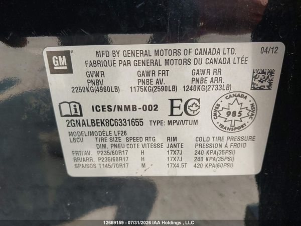 2012 CHEVROLET EQUINOX LS — I9