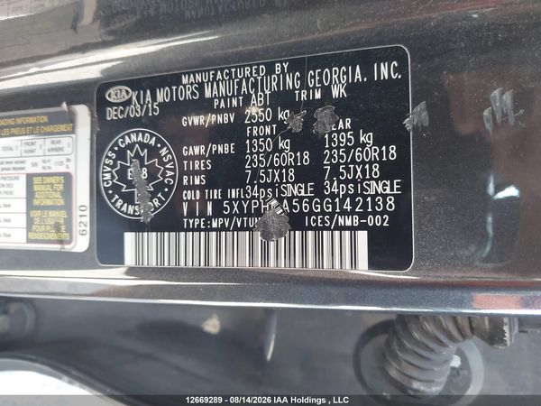2016 KIA SORENTO EX